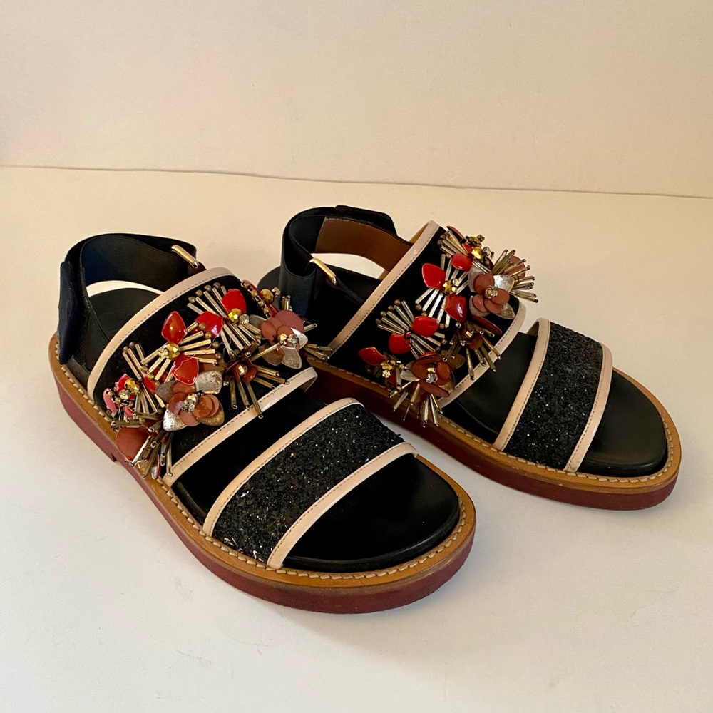 MARNI LIMITED EDITION FUSSBETT BLACK GLITTER BEADED SANDAL - Picture 6 of 13